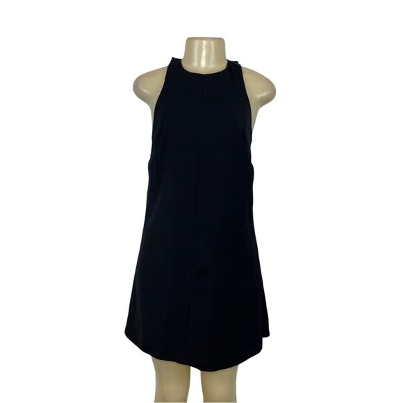 ASOS Black Halter Neck Mini Dress With Button Back Detail  - Size 4 - Picture 1 of 7